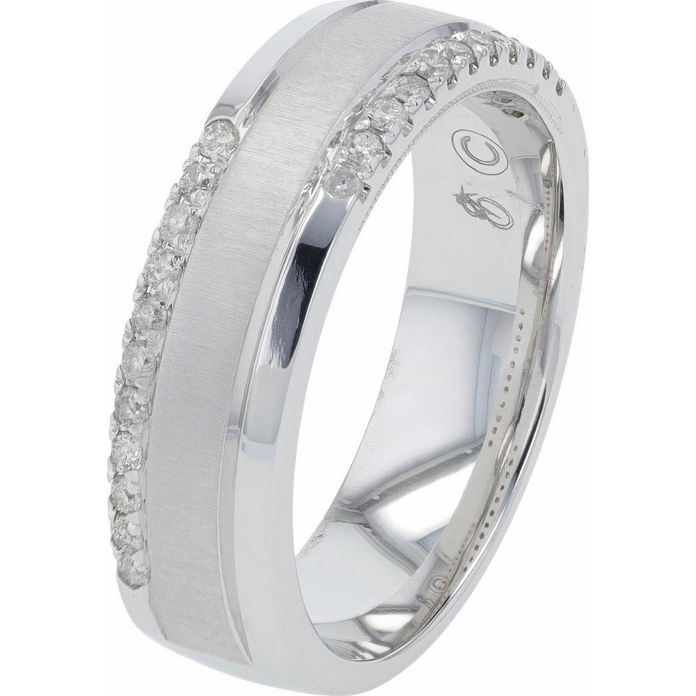 10K White Gold Diamond Men's Band - 1/4 Carat Total Diamond Weight