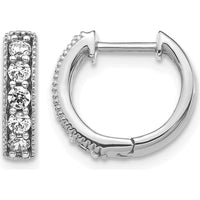 10K White Gold Diamond Milgrain Hinged Hoop Earrings - 0.50 Carat Total Diamond Weight by Oro Pregiato