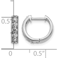 10K White Gold Diamond Milgrain Hinged Hoop Earrings - 0.50 Carat Total Diamond Weight by Oro Pregiato