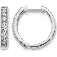 10K White Gold Diamond Milgrain Hinged Hoop Earrings - 0.50 Carat Total Diamond Weight by Oro Pregiato