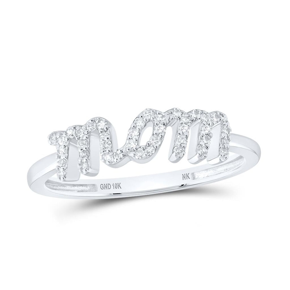 10K White Gold Diamond Mom Heart Ring - 1/6 Carat Total Diamond Weight