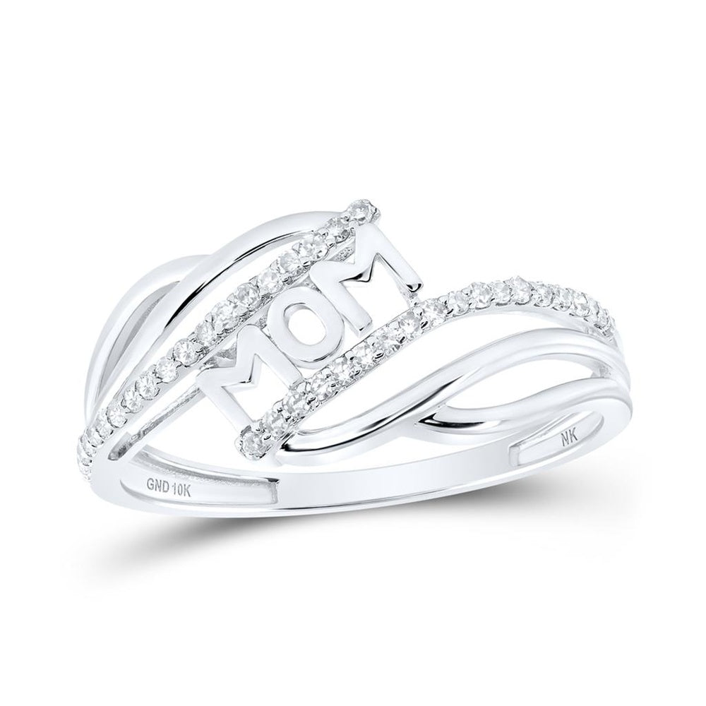10K White Gold Diamond Mom Heart Ring - 1/6 Carat Total Diamond Weight