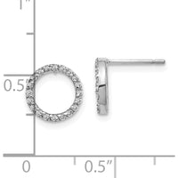 10K White Gold Diamond Open Circle Button Earrings with 40 Round Faceted Diamonds - 0.004 Carat Total Diamond Weight