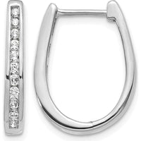 10K White Gold Diamond Oval Hinged Hoop Earrings - 0.25 Carat Total Diamond Weight by Oro Pregiato