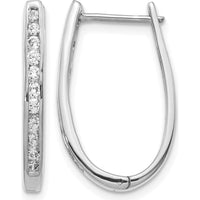 10K White Gold Diamond Oval Hinged Hoop Earrings - 0.30 Carat Total Diamond Weight by Oro Pregiato