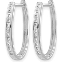 10K White Gold Diamond Oval Hinged Hoop Earrings - 0.30 Carat Total Diamond Weight by Oro Pregiato