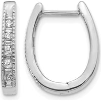 10K White Gold Diamond Oval Hinged Hoop Earrings - 0.50 Carat Total Diamond Weight by Oro Pregiato