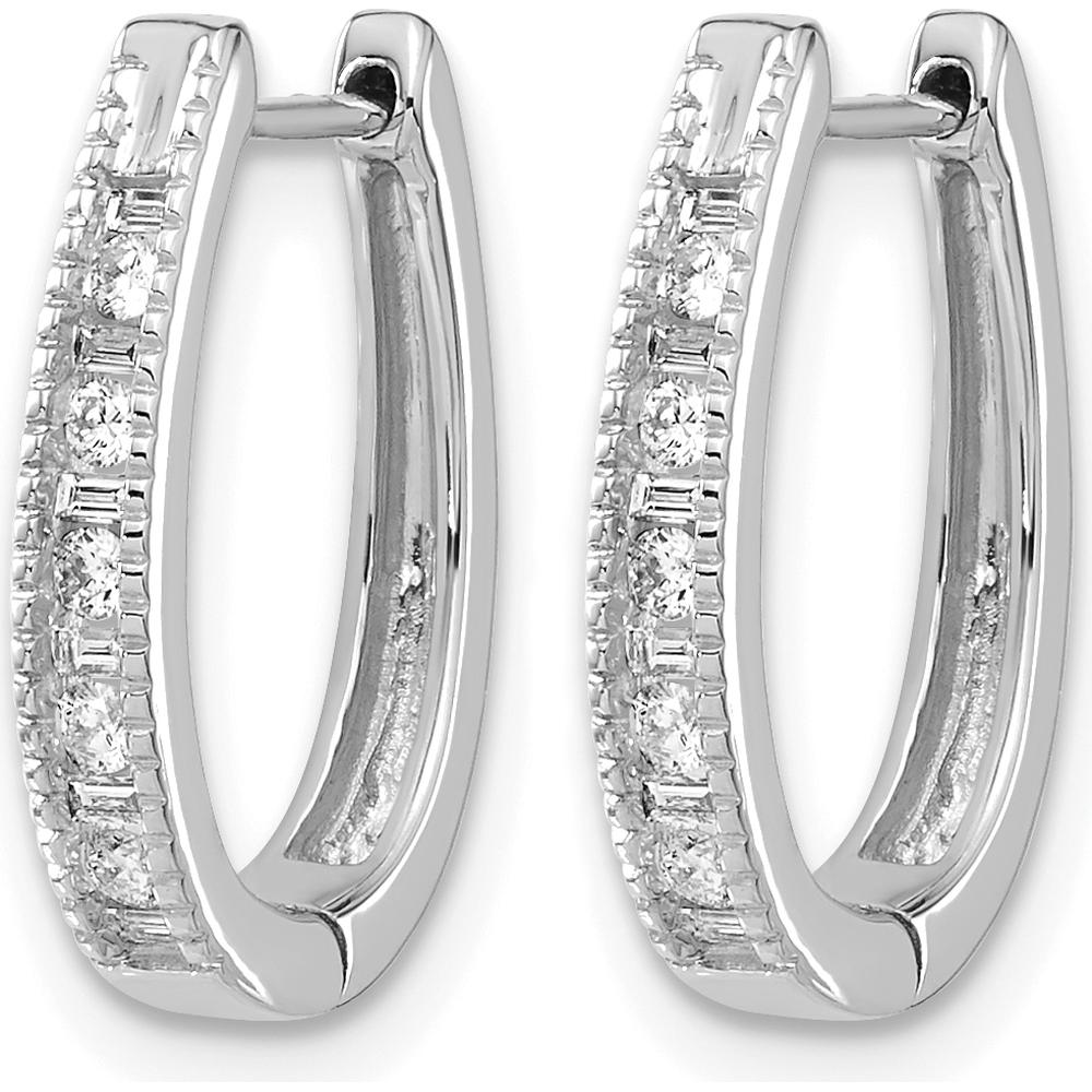 10K White Gold Diamond Oval Hinged Hoop Earrings - 0.50 Carat Total Diamond Weight by Oro Pregiato