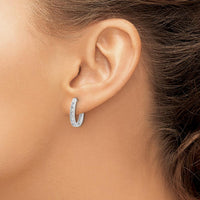 10K White Gold Diamond Oval Hinged Hoop Earrings - 0.50 Carat Total Diamond Weight by Oro Pregiato