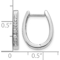 10K White Gold Diamond Oval Hinged Hoop Earrings - 0.50 Carat Total Diamond Weight by Oro Pregiato