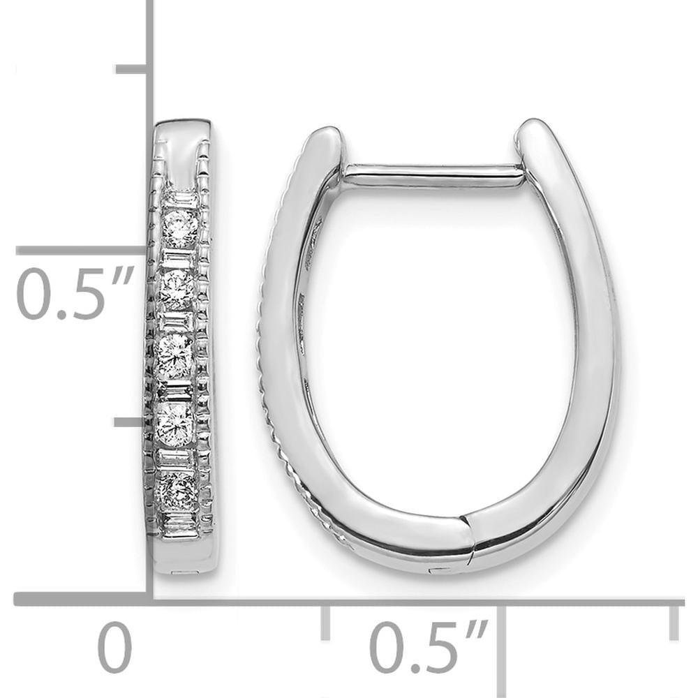 10K White Gold Diamond Oval Hinged Hoop Earrings - 0.50 Carat Total Diamond Weight by Oro Pregiato