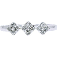 10K White Gold Diamond Pinky Ring with Three Diamond Geometric Shapes - 0.17 Carat Total Diamond Weight