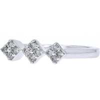 10K White Gold Diamond Pinky Ring with Three Diamond Geometric Shapes - 0.17 Carat Total Diamond Weight