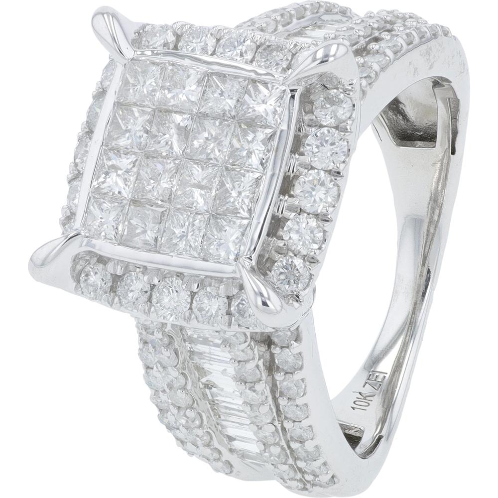 10K White Gold Diamond Ring - 2.00 Carat Total Diamond Weight