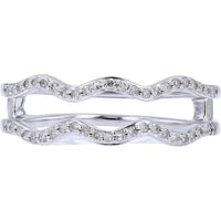 10K White Gold Diamond Ring Guard with 1/5 Carats of Diamonds - Elegant Wave Design