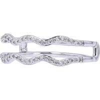 10K White Gold Diamond Ring Guard with 1/5 Carats of Diamonds - Elegant Wave Design