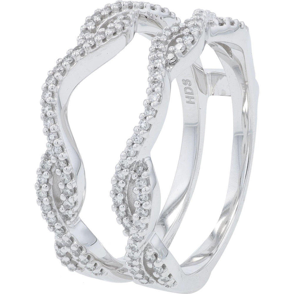 10K White Gold Diamond Ring Guard with Round Prong-Set Diamonds - 0.33 Carat Total Diamond Weight