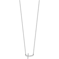 10K White Gold Diamond Sideways Cross Necklace - 0.25 Carat Total Diamond Weight by Oro Pregiato
