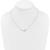 10K White Gold Diamond Sideways Cross Necklace - 18in, Rhodium-Plated Cable Chain by Oro Pregiato