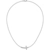 10K White Gold Diamond Sideways Cross Necklace - 18in, Rhodium-Plated Cable Chain by Oro Pregiato