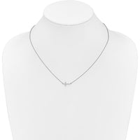 10K White Gold Diamond Sideways Cross Necklace with Polished Finish - 18" Chain by Oro Pregiato