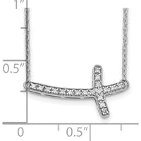 10K White Gold Diamond Sideways Cross Pendant Necklace - 0.25 Carat Total Diamond Weight by Oro Pregiato