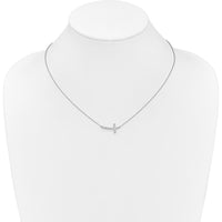 10K White Gold Diamond Sideways Cross Pendant Necklace - 0.25 Carat Total Diamond Weight by Oro Pregiato