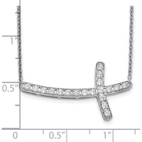 10K White Gold Diamond Sideways Cross Pendant Necklace - Elegant Faith Design by Oro Pregiato