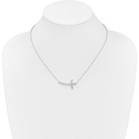 10K White Gold Diamond Sideways Cross Pendant Necklace - Elegant Faith Design by Oro Pregiato