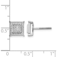 10K White Gold Diamond Small Double Square Bezel Post Earrings - 1.00 Carat Total Diamond Weight by Oro Pregiato