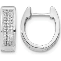 10K White Gold Diamond Small Hinged Oval Hoop Earrings - 1 Carat Total Diamond Weight by Oro Pregiato