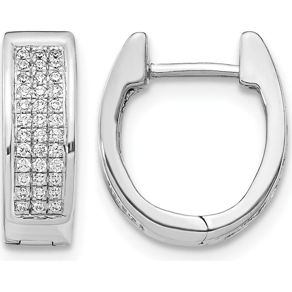 10K White Gold Diamond Small Hinged Oval Hoop Earrings - 1 Carat Total Diamond Weight by Oro Pregiato