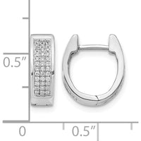 10K White Gold Diamond Small Hinged Oval Hoop Earrings - 1 Carat Total Diamond Weight by Oro Pregiato
