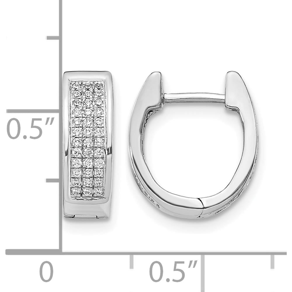 10K White Gold Diamond Small Hinged Oval Hoop Earrings - 1 Carat Total Diamond Weight by Oro Pregiato