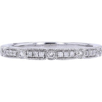 10K White Gold Diamond Stackable Band with Milgrain Detailing - 0.18 Carats Total Diamond Weight