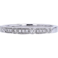 10K White Gold Diamond Stackable Band with Milgrain Detailing - 0.18 Carats Total Diamond Weight