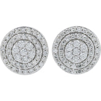 10K White Gold Diamond Stud Earrings - 1.00 Carat Total Diamond Weight