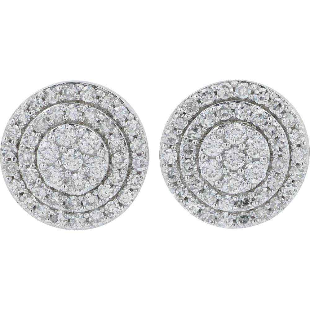 10K White Gold Diamond Stud Earrings - 1.00 Carat Total Diamond Weight