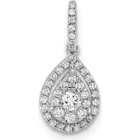10K White Gold Diamond Teardrop Pendant with Halo - 1/4 Carat Total Diamond Weight by Oro Pregiato