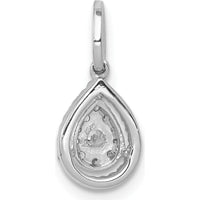 10K White Gold Diamond Teardrop Pendant with Halo - 1/4 Carat Total Diamond Weight by Oro Pregiato