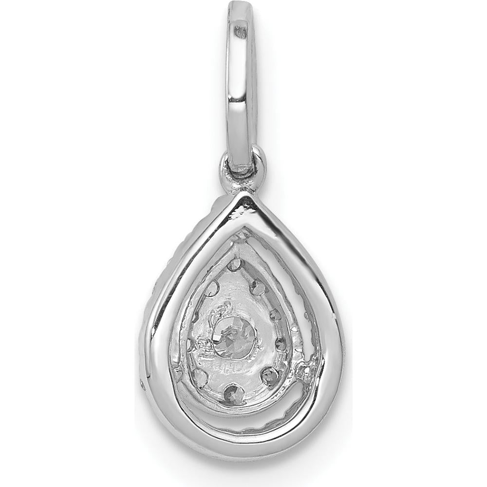10K White Gold Diamond Teardrop Pendant with Halo - 1/4 Carat Total Diamond Weight by Oro Pregiato