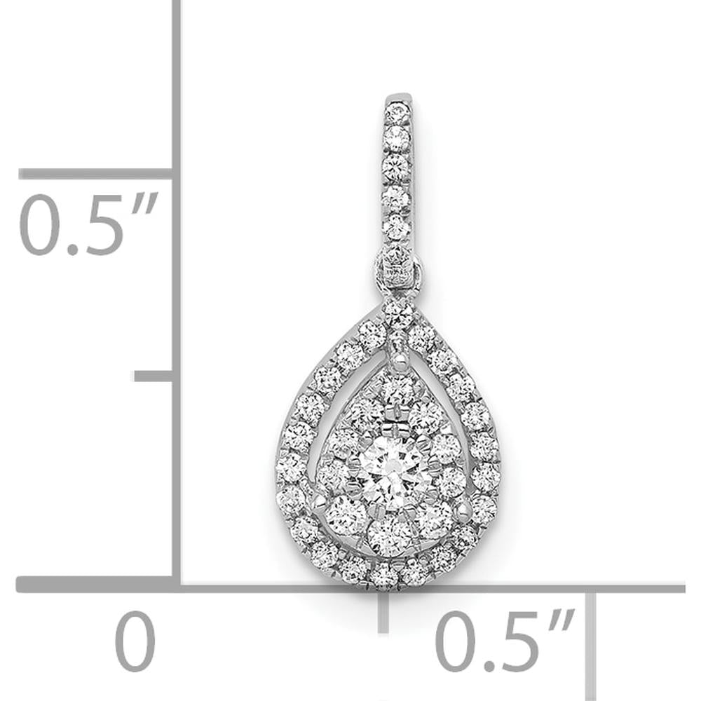 10K White Gold Diamond Teardrop Pendant with Halo - 1/4 Carat Total Diamond Weight by Oro Pregiato