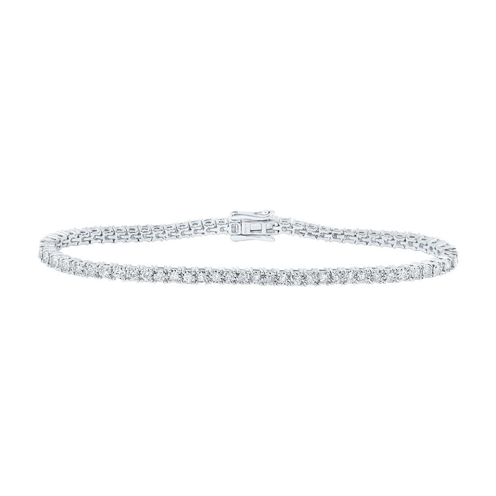 10K White Gold Diamond Tennis 7-Inch Bracelet - 1 1/2 Carat Total Diamond Weight