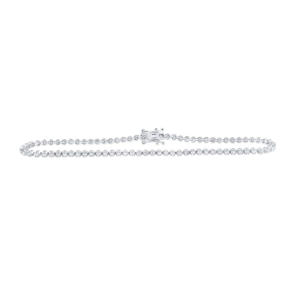 10K White Gold Diamond Tennis Bracelet - 1 1/2 Carat Total Diamond Weight