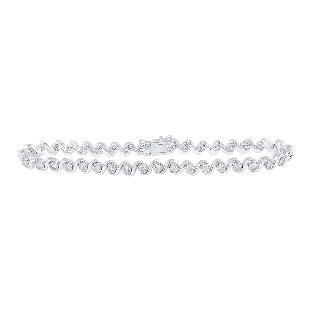 10K White Gold Diamond Tennis Bracelet - 1 and 1/2 Carat Total Diamond Weight