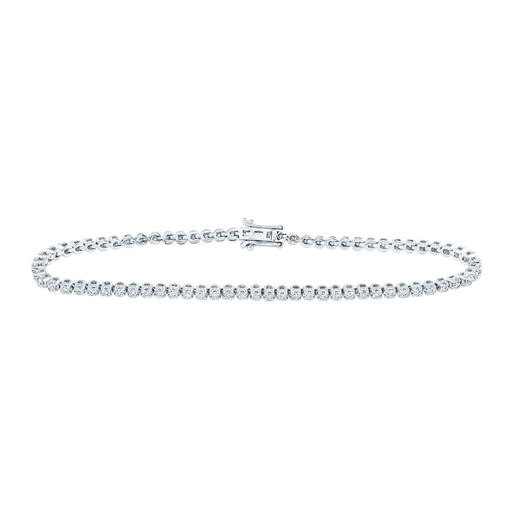 10K White Gold Diamond Tennis Bracelet - 1 and 1/5 Carat Total Diamond Weight