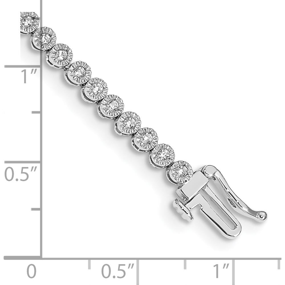 10K White Gold Diamond Tennis Bracelet - 7-Inch Length, Sparkling Natural Diamonds, Rhodium Plated Finish by Oro Pregiato