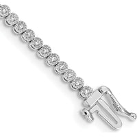 10K White Gold Diamond Tennis Bracelet with Box Catch Clasp - 1.50 Carats Total Diamond Weight by Oro Pregiato