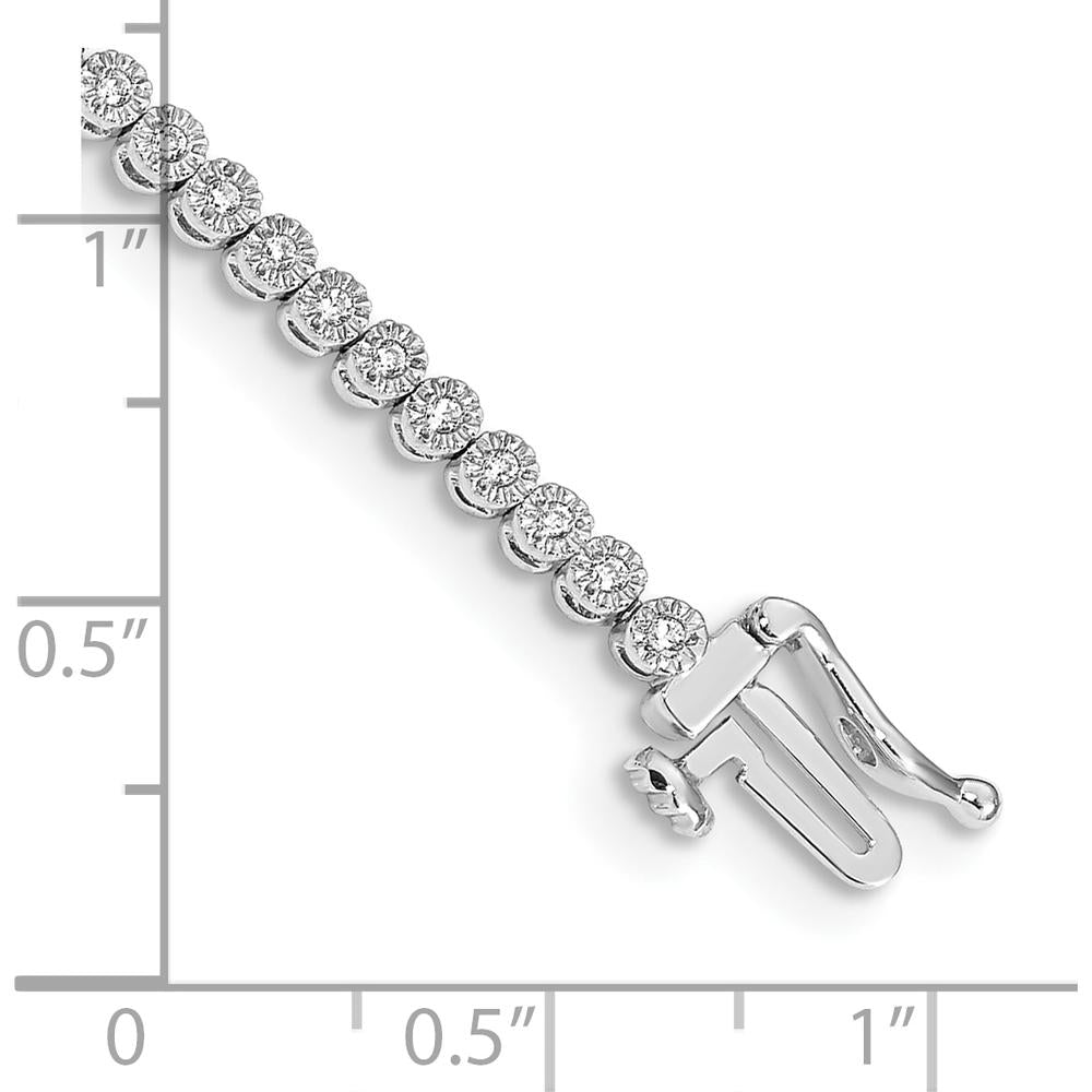 10K White Gold Diamond Tennis Bracelet with Box Catch Clasp - 1.50 Carats Total Diamond Weight by Oro Pregiato