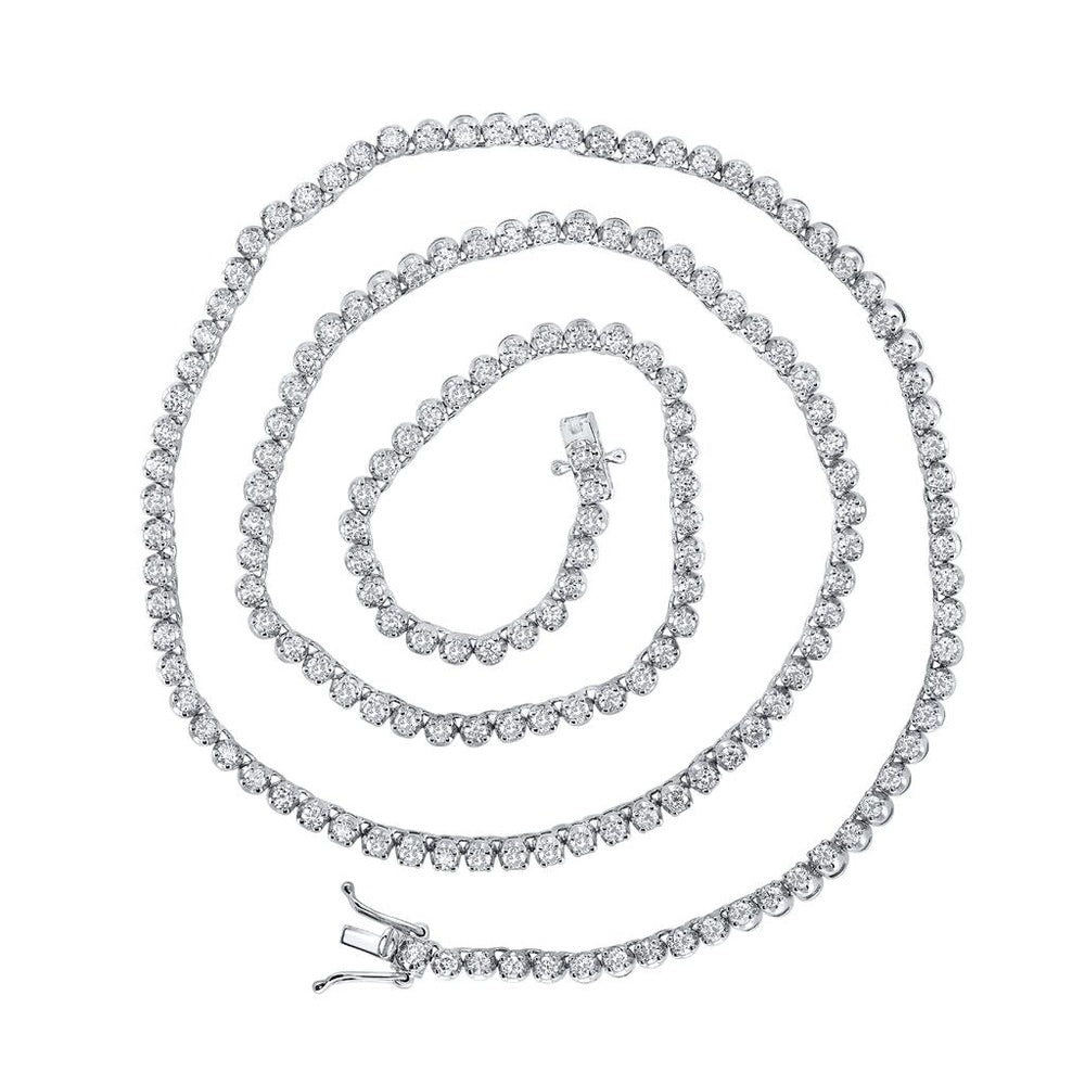 10K White Gold Diamond Tennis Necklace - 5 Carat Total Diamond Weight